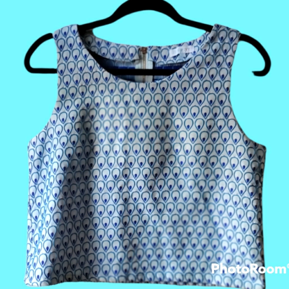 Jun & Ivy blue and white halter top women's size Large